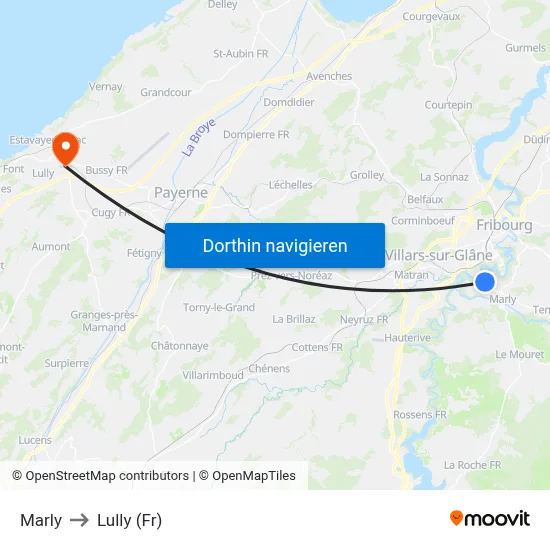 Marly to Lully (Fr) map