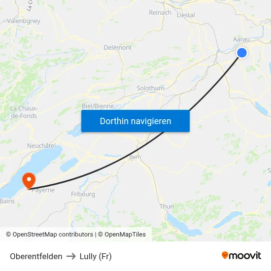 Oberentfelden to Lully (Fr) map
