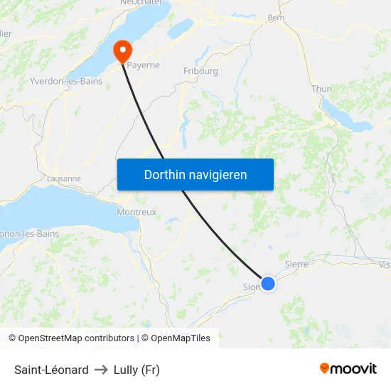 Saint-Léonard to Lully (Fr) map
