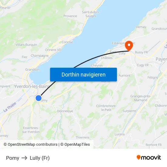 Pomy to Lully (Fr) map