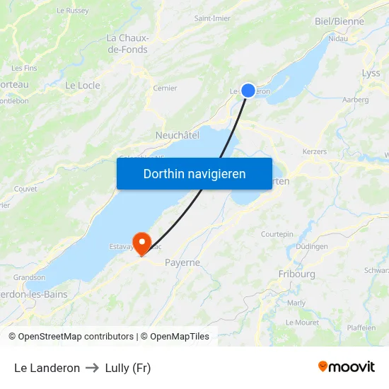 Le Landeron to Lully (Fr) map