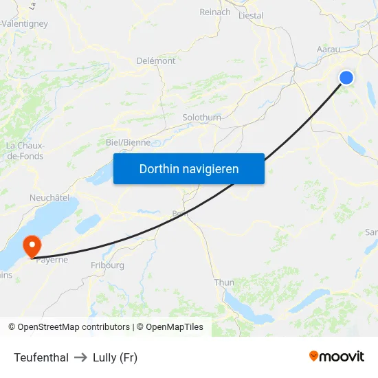Teufenthal to Lully (Fr) map