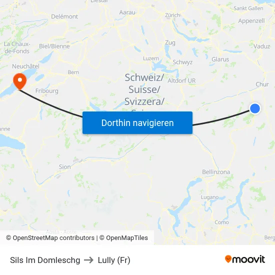 Sils Im Domleschg to Lully (Fr) map