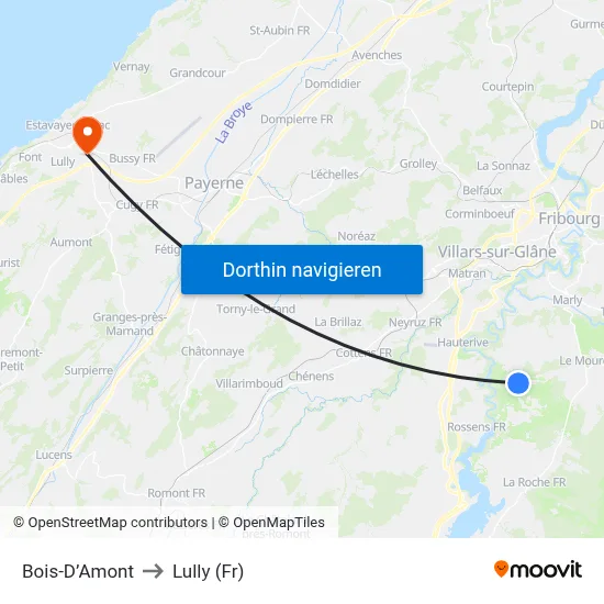 Bois-D’Amont to Lully (Fr) map