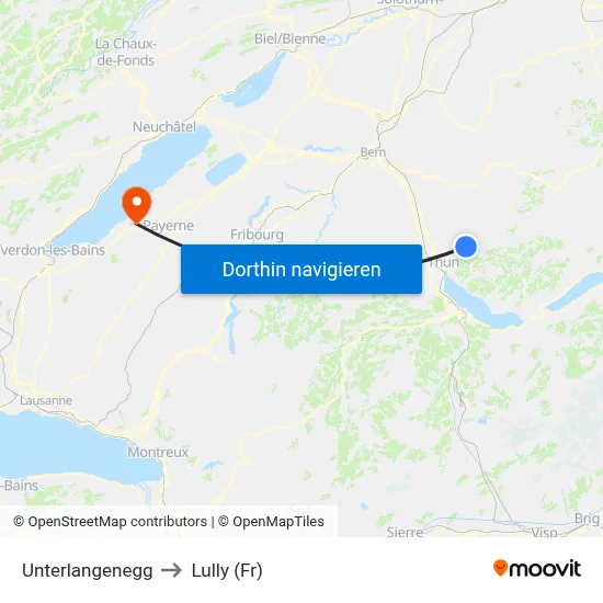 Unterlangenegg to Lully (Fr) map