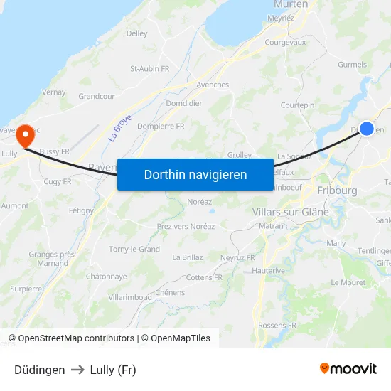 Düdingen to Lully (Fr) map