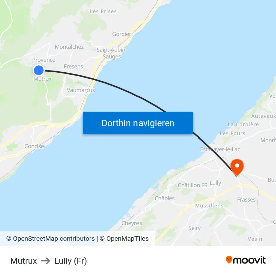 Mutrux to Lully (Fr) map