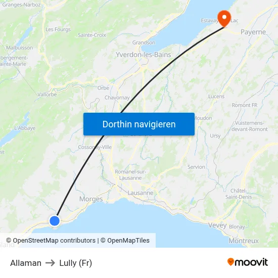 Allaman to Lully (Fr) map
