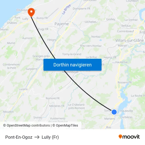 Pont-En-Ogoz to Lully (Fr) map