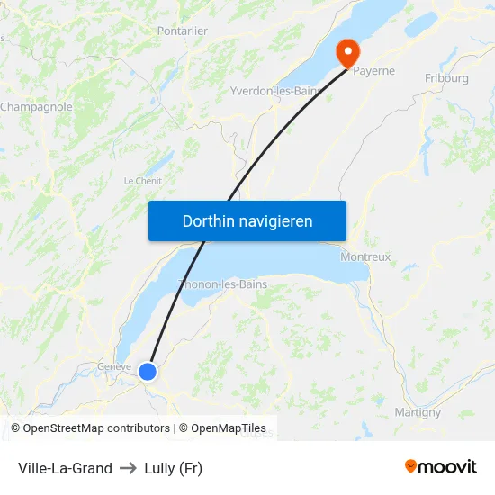 Ville-La-Grand to Lully (Fr) map