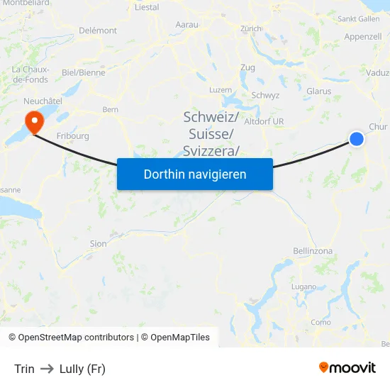 Trin to Lully (Fr) map