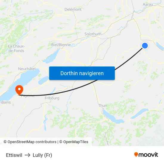 Ettiswil to Lully (Fr) map