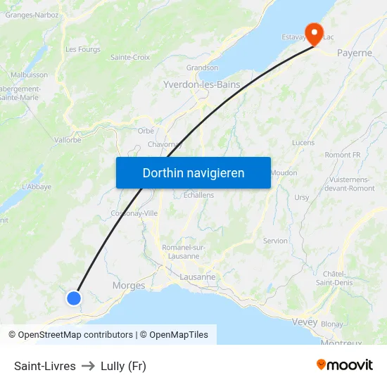 Saint-Livres to Lully (Fr) map