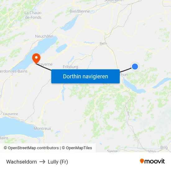 Wachseldorn to Lully (Fr) map