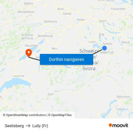 Seelisberg to Lully (Fr) map