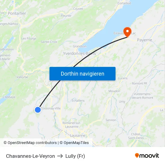 Chavannes-Le-Veyron to Lully (Fr) map