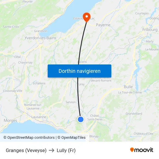 Granges (Veveyse) to Lully (Fr) map