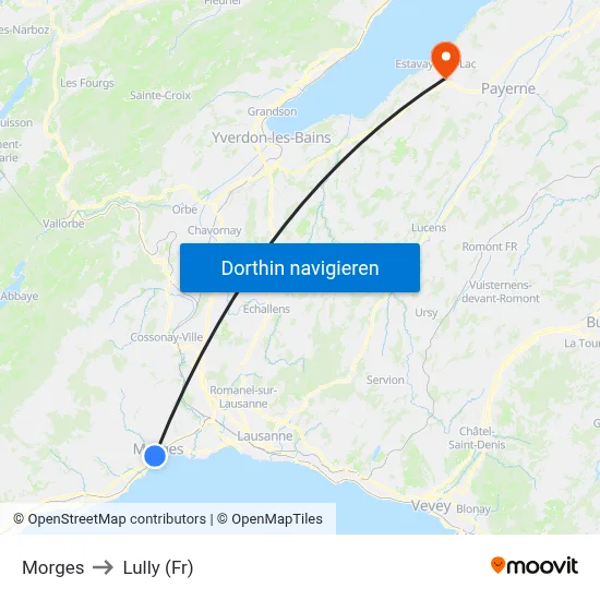 Morges to Lully (Fr) map