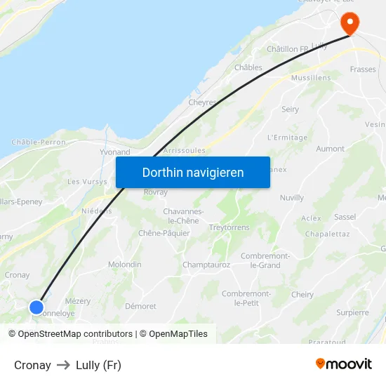 Cronay to Lully (Fr) map