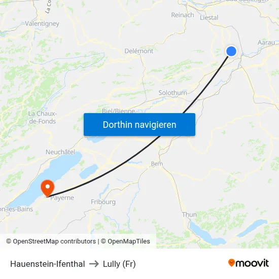 Hauenstein-Ifenthal to Lully (Fr) map