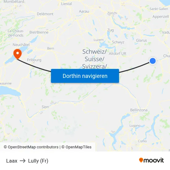 Laax to Lully (Fr) map