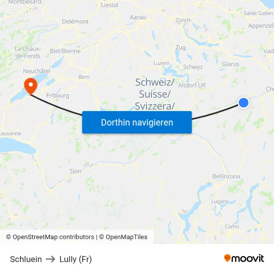 Schluein to Lully (Fr) map