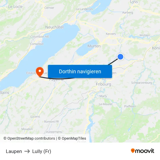 Laupen to Lully (Fr) map