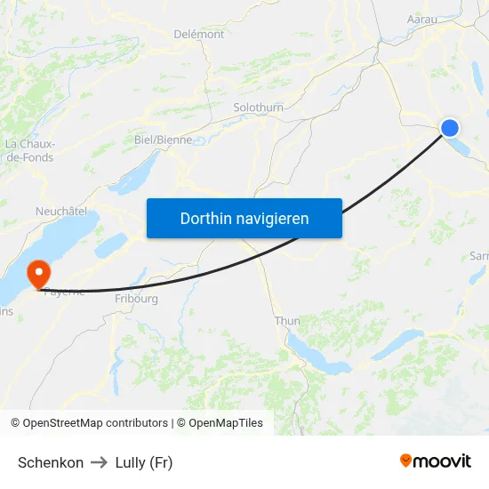 Schenkon to Lully (Fr) map