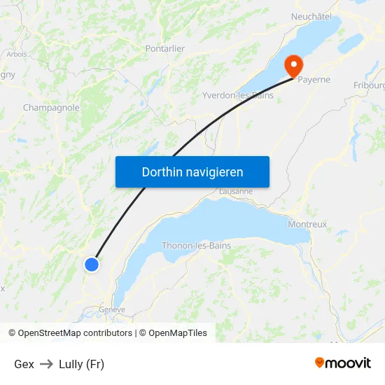 Gex to Lully (Fr) map