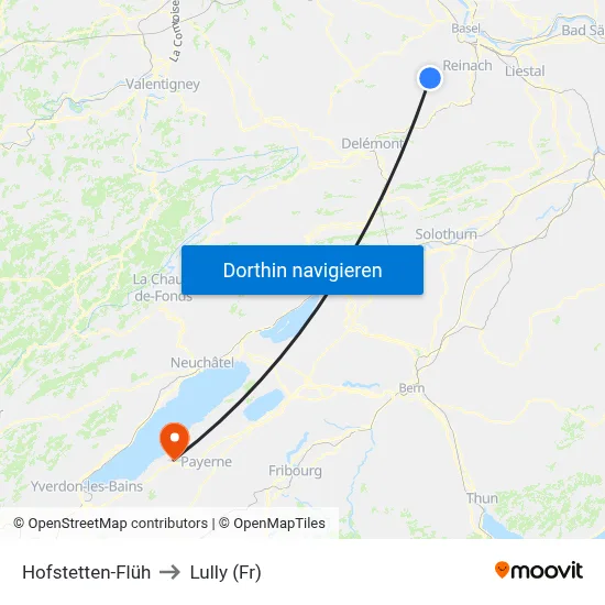 Hofstetten-Flüh to Lully (Fr) map