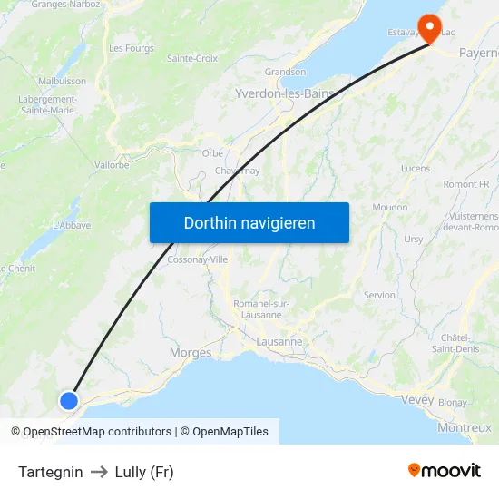 Tartegnin to Lully (Fr) map