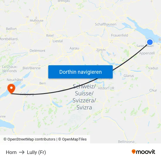 Horn to Lully (Fr) map