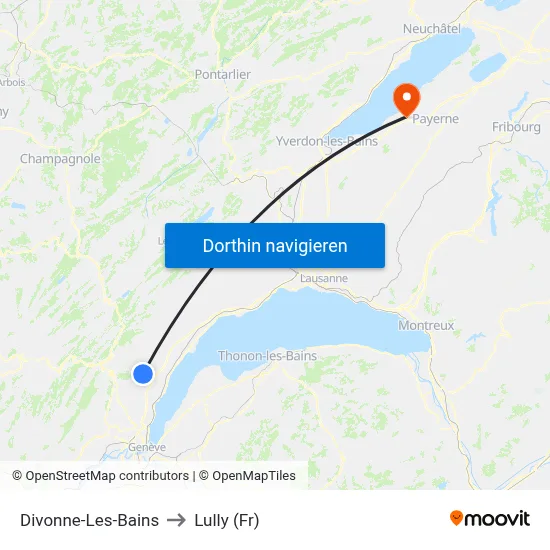 Divonne-Les-Bains to Lully (Fr) map