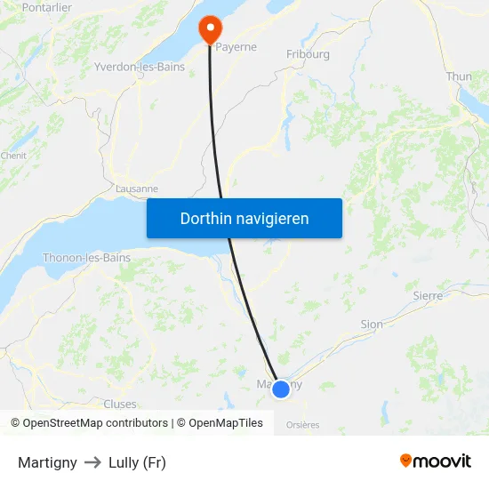 Martigny to Lully (Fr) map