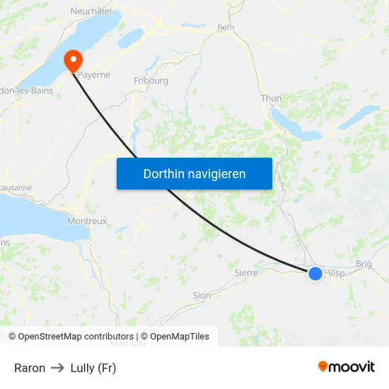 Raron to Lully (Fr) map