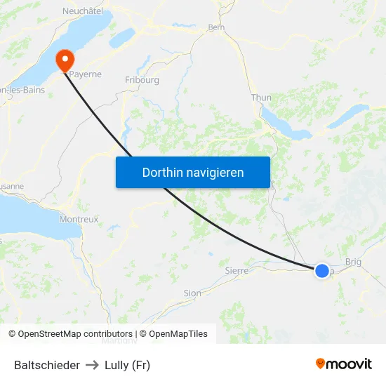 Baltschieder to Lully (Fr) map