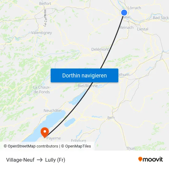 Village-Neuf to Lully (Fr) map