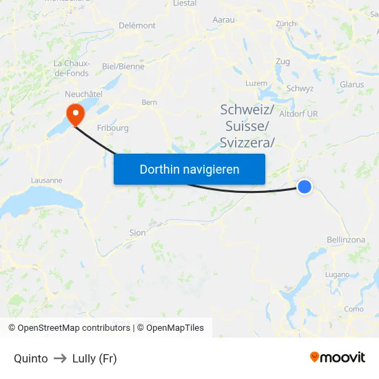 Quinto to Lully (Fr) map