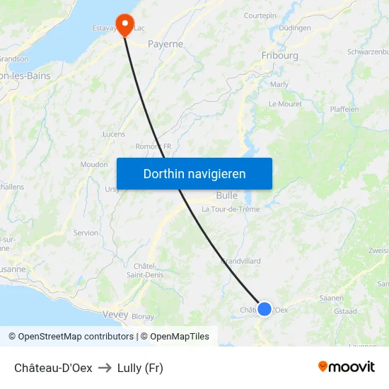 Château-D'Oex to Lully (Fr) map