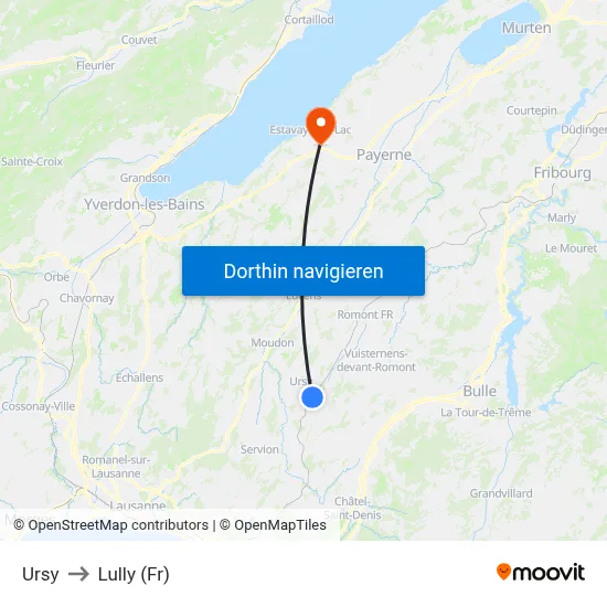 Ursy to Lully (Fr) map
