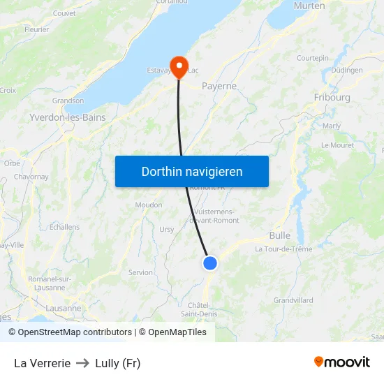 La Verrerie to Lully (Fr) map