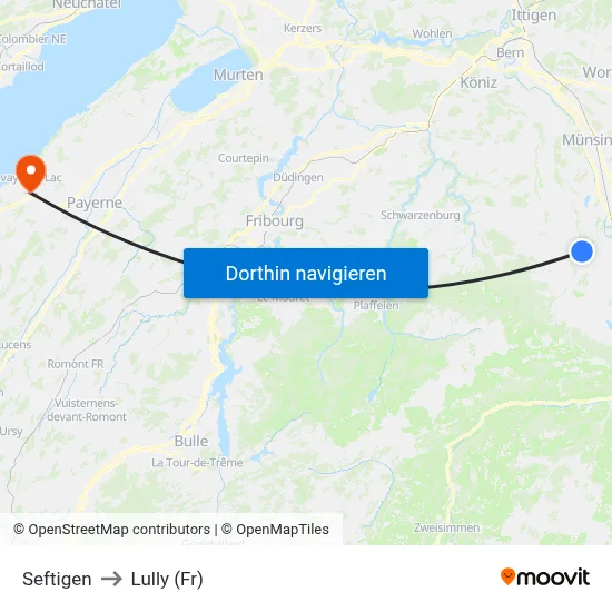 Seftigen to Lully (Fr) map