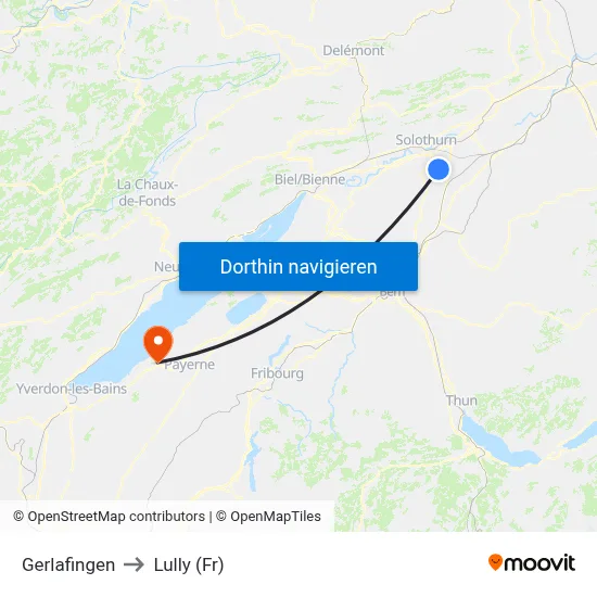 Gerlafingen to Lully (Fr) map