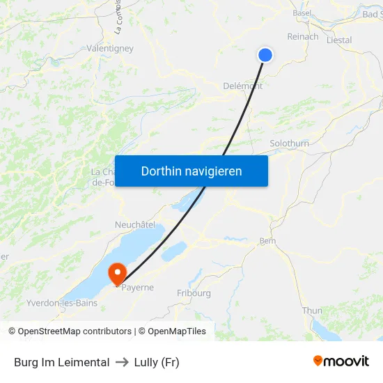 Burg Im Leimental to Lully (Fr) map