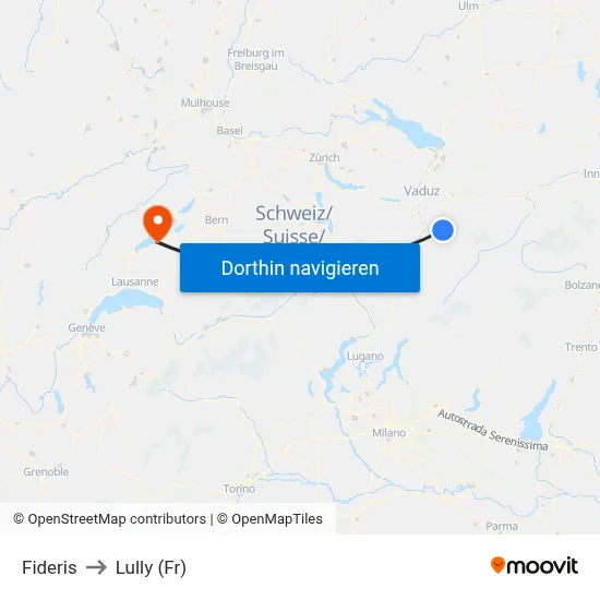 Fideris to Lully (Fr) map