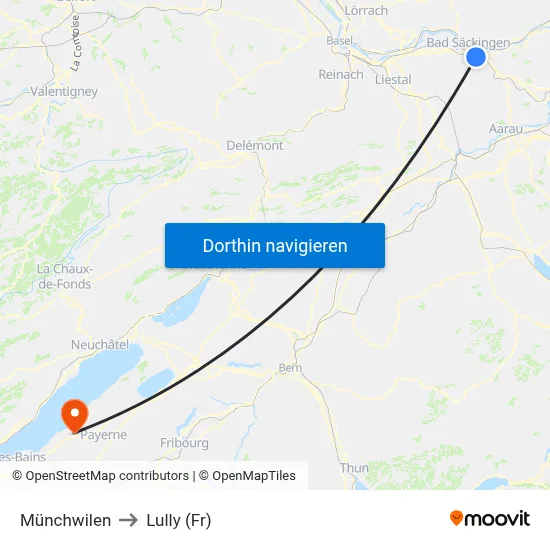 Münchwilen to Lully (Fr) map