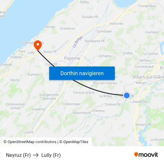 Neyruz (Fr) to Lully (Fr) map