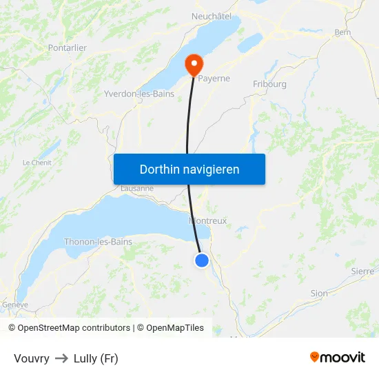 Vouvry to Lully (Fr) map