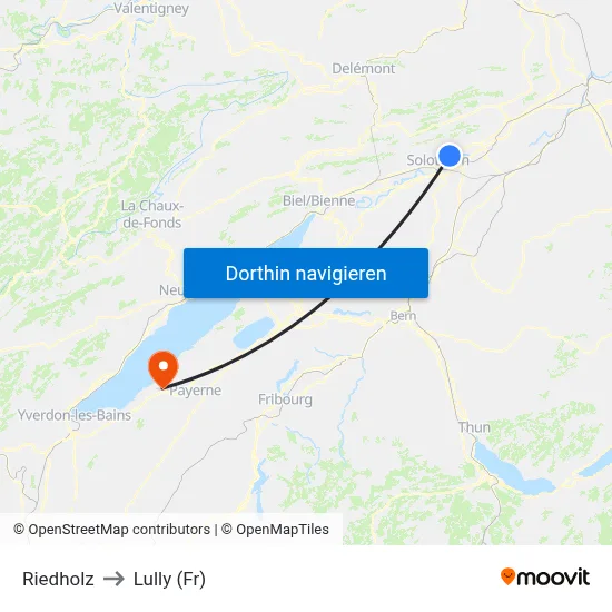 Riedholz to Lully (Fr) map
