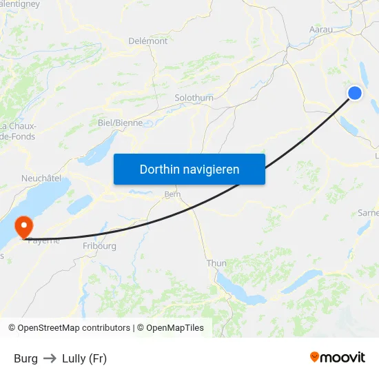 Burg to Lully (Fr) map